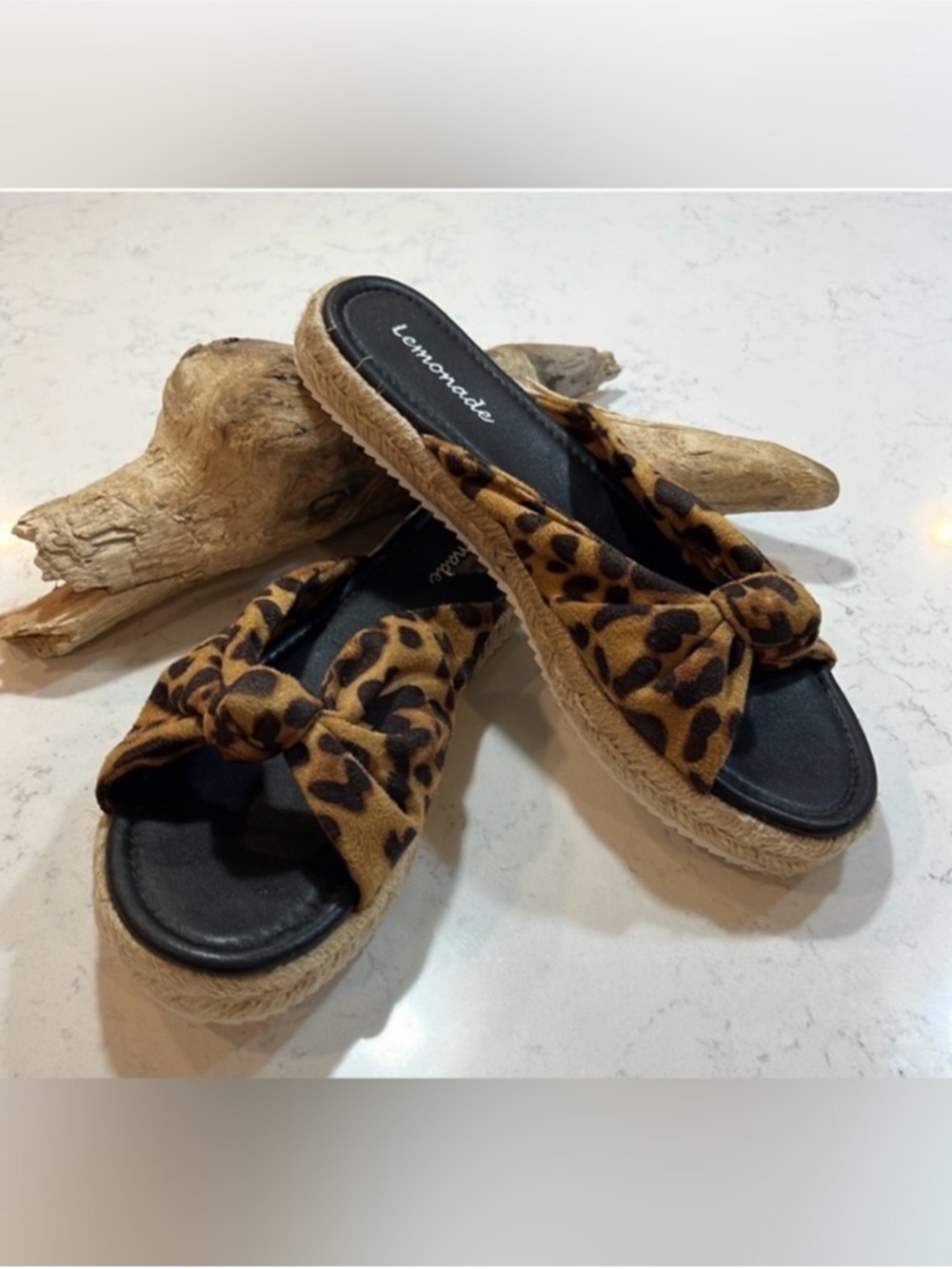 Lemonade Espadrille Animal
Print Platform Slip On Knotted Sandals Sz 9